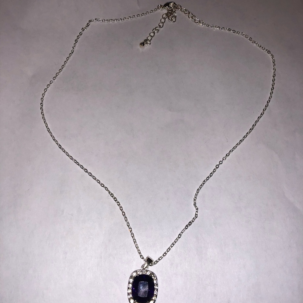 Simulated Amethyst Silver Necklace